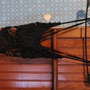 Black lace crop top
